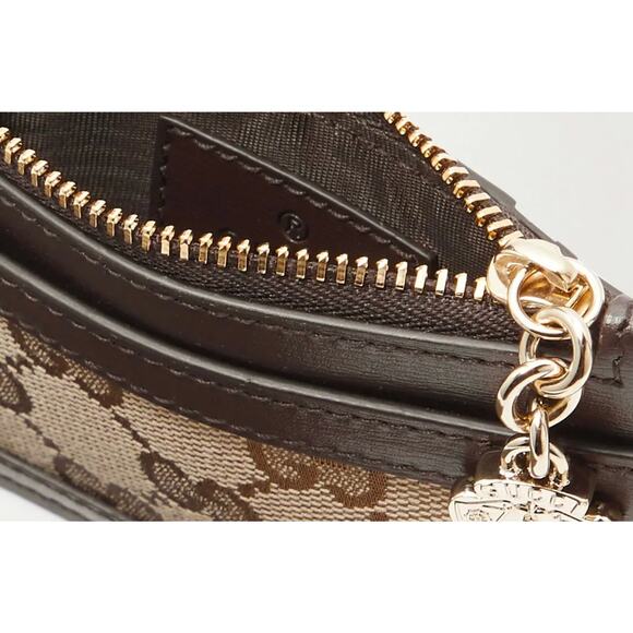 Gucci Luce Embellished Textured-Leather Canvas-Jacquard Cardholder - Beige NWB - Picture 5 of 5